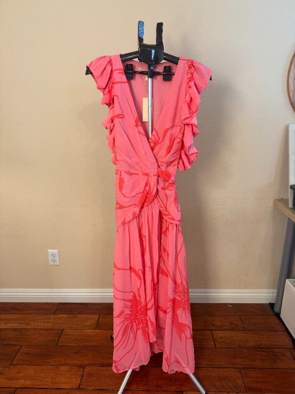 NWT Anthropologie Hutch Pink Beck  Wrap Midi Dress, Size M
